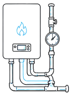 Illustration d'une chaudière et de son raccordement